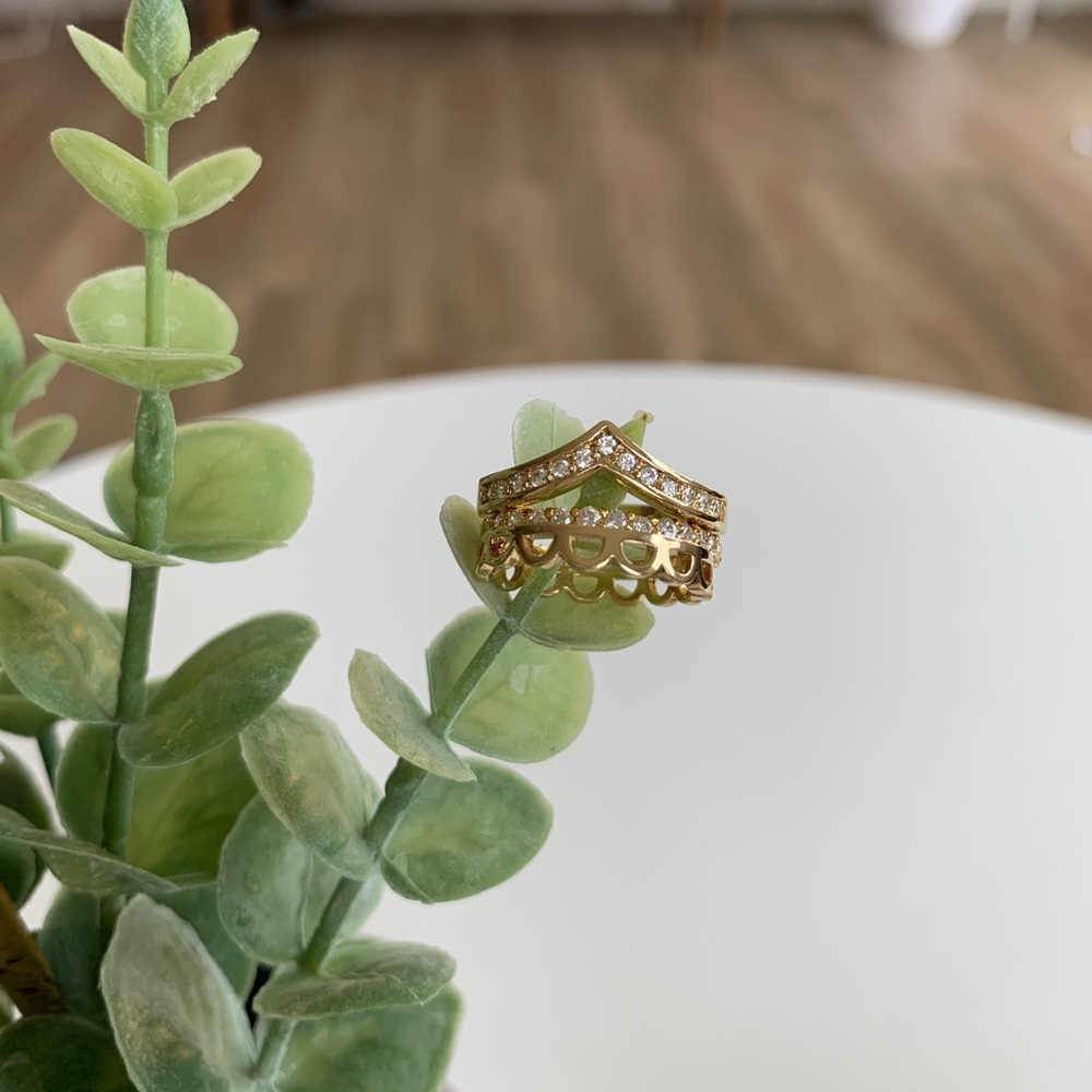 3 piece stackable 14k gold plated modern rings✨